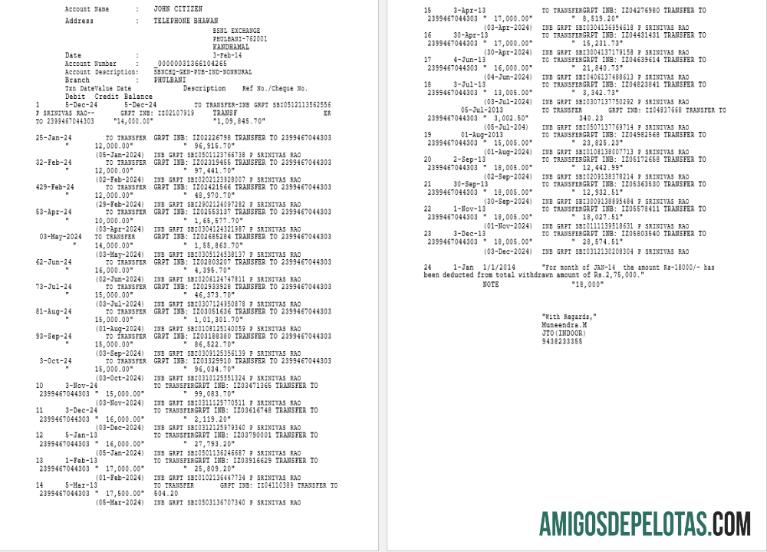 Declaração do Banco Phulbani da Índia, exemplos em Word e PDF, exemplo de 2 páginas